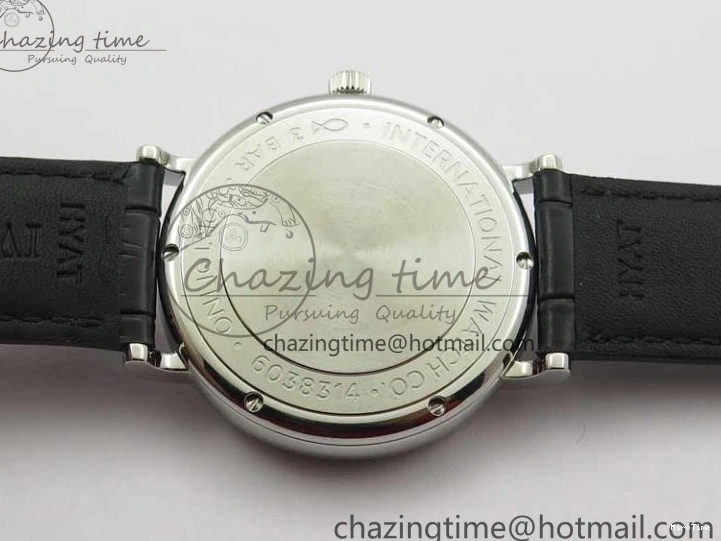 MIROTIME 0308 Vibrant Portofino IW459402 SS MKS 1:1 Best Edition White Dial on Black Leather Strap Miyota 7086